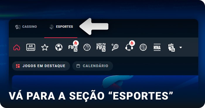 Vá para a seção de apostas do Betano