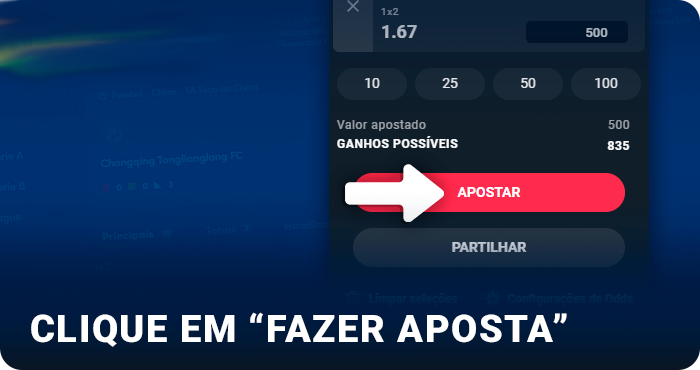 Faça uma aposta na partida selecionada no Betano